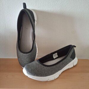 ACX Active Slip-On Ballet-Style Walking Shoes - Gray/Black - Size 8